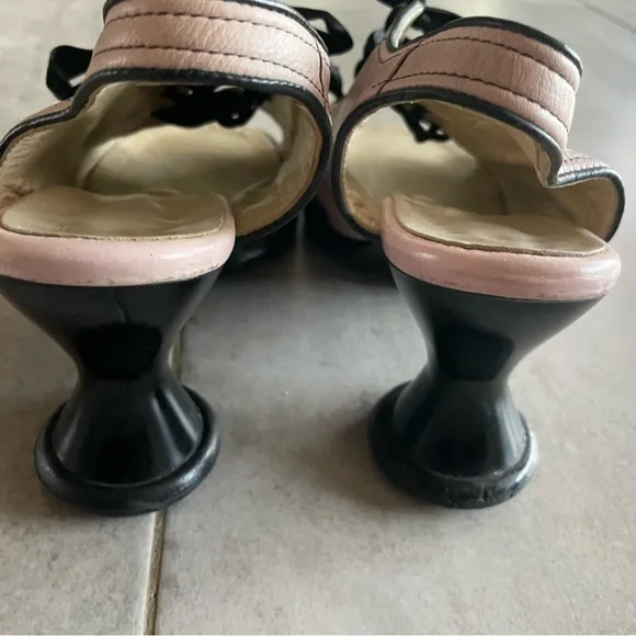 Fluevog mini puddin baby pink and black lace vintage rockabilly open toe 10.5 - Picture 7 of 9